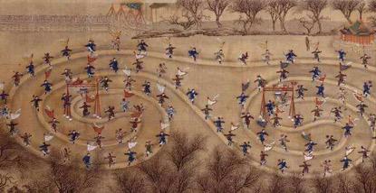 清朝张为邦、姚文瀚合画冰嬉图卷（局部）