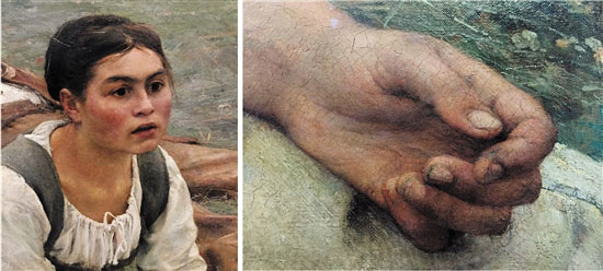 巴斯蒂昂·勒帕热 草垛(局部) 布面油画 藏于巴黎奥塞博物馆