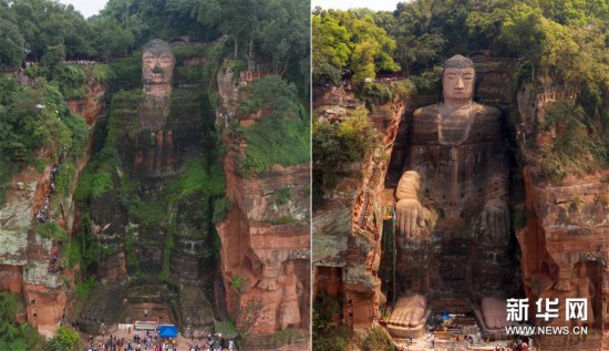 (社会)(6)四川乐山大佛正式“出关” 九曲栈道重新开放