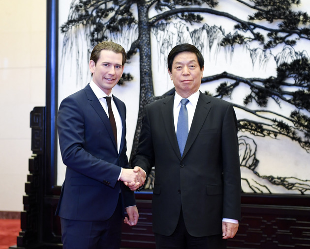 栗战书会见奥地利总理库尔茨 