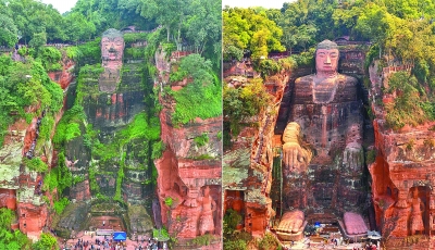 历经200天修缮 乐山大佛恢复昔日风采 历经200天修缮 乐山大佛恢复昔日风采