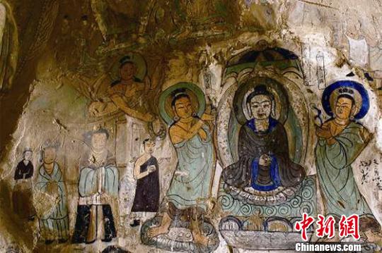 图为炳灵寺169窟11龛壁画《说法图》(西秦)。 甘肃省文物局供图