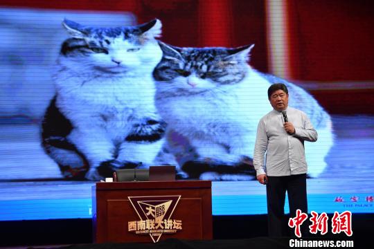 图为单霁翔讲述故宫猫的故事 刘冉阳 摄 图为单霁翔讲述故宫猫的故事 刘冉阳 摄