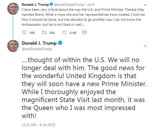 特朗普社交网站“推特”截图。