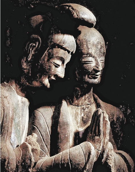 麦积山第121窟正壁右角菩萨与弟子 北魏