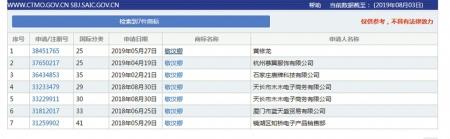 记者查询发现“敬汉卿”这个名字已被7家公司申请注册为商标。