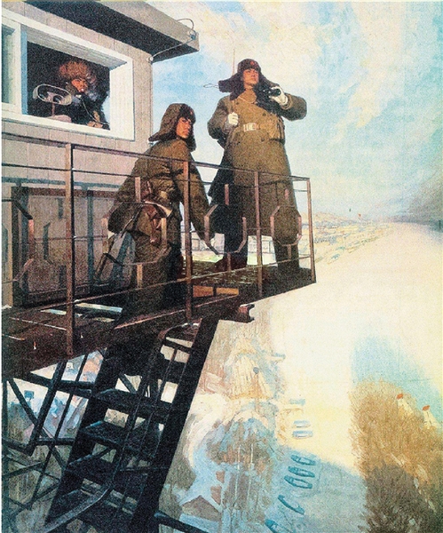 沈嘉蔚 为我们伟大祖国站岗 布面油彩 1974年 189×159cm 龙美术馆藏 沈嘉蔚 为我们伟大祖国站岗 布面油彩 1974年 189×159cm 龙美术馆藏