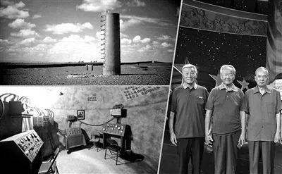 △当年的地下控制室入口(左上)和内部场景(左下)；右图(左起)分别为刘启泉、佟连捷和徐虹。(解放军报)