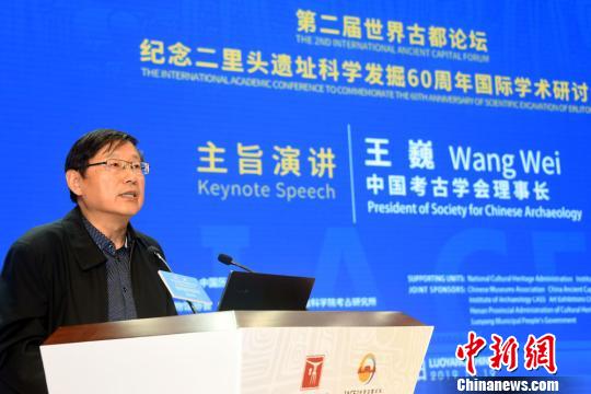 中国考古学会理事长王巍做主旨演讲?！∷镒苑?摄