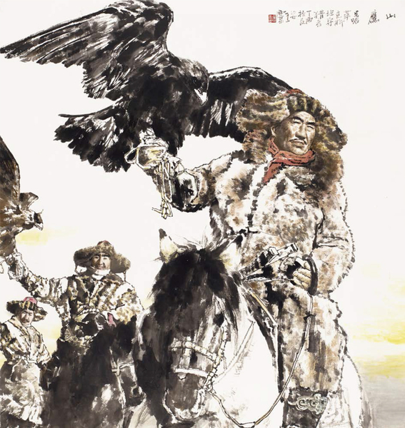 1王西京 哈萨克斯坦放鹰人 137cm×144cm