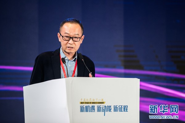 复旦大学经济学院院长、中国经济研究中心主任张军发表演讲。新华网 郭小天 摄