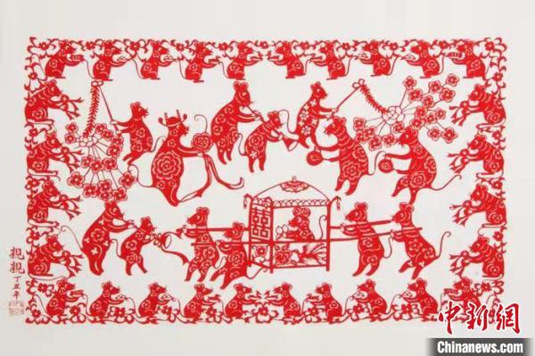 图为参展的“老鼠娶亲”木版年画。河北博物院供图