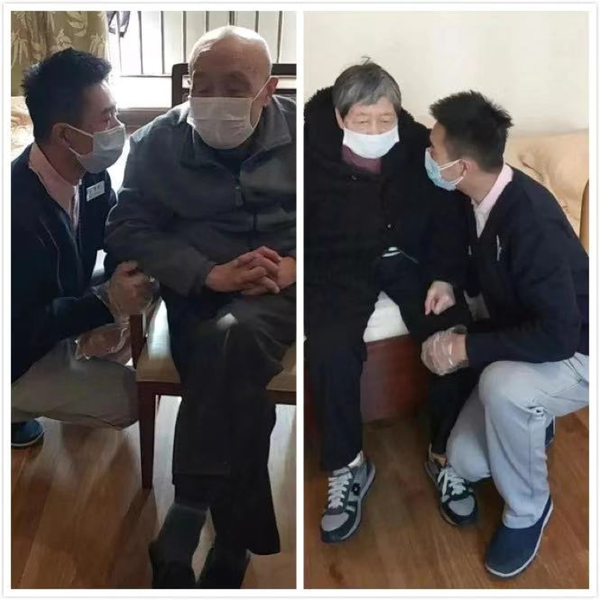 ▲中国远洋集团椿萱茂老年公寓一线养老人安抚长辈情绪 ▲中国远洋集团椿萱茂老年公寓一线养老人安抚长辈情绪