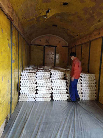 2月I3日邯郸货运中心沙河市网点装运到湖北省襄阳地区的挂面。摄影 付立柱