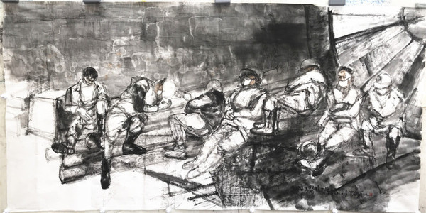 8 作者:罗江 作品名称:稍息片刻   雷神山医院工地之二 8 作者:罗江 作品名称:稍息片刻   雷神山医院工地之二