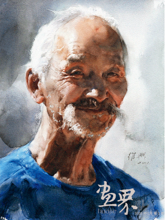 东北老汉(水彩)50x36cm-2001年关维兴 东北老汉(水彩)50x36cm-2001年关维兴