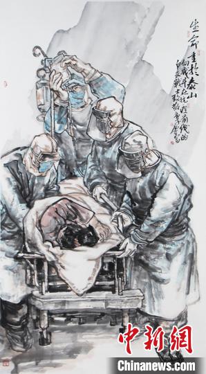 李庆富《生命重于泰山》。太原美术馆供图