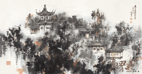 寒山寺-96x198cm-1987年-何镜涵 寒山寺-96x198cm-1987年-何镜涵