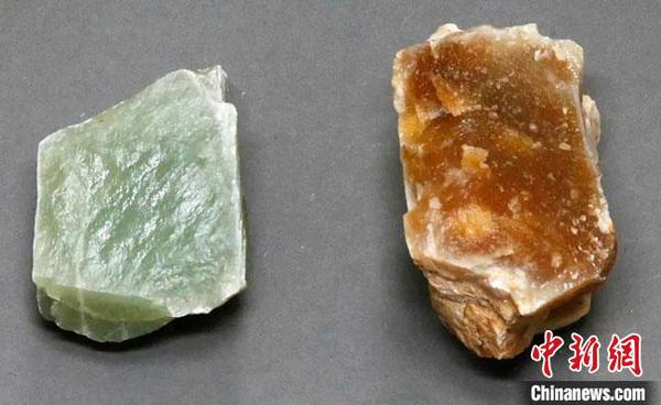 图为敦煌旱峡玉矿遗址出土的山料。(资料图)甘肃省文物考古研究所供图