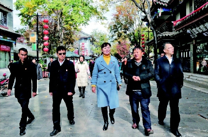 2019年12月，楚雄州政协主席杨静（中）参加州政协第二界别委员党支部主题党日暨界别委员活动，带队调研基层社会治理工作。