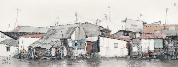 刘建  湄公河  纸本设色  67×179cm
