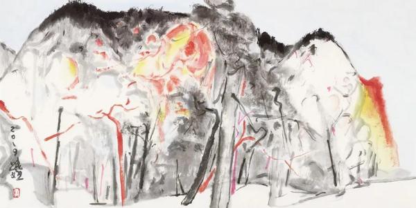 李晓柱  山西写生  纸本设色  34×68cm