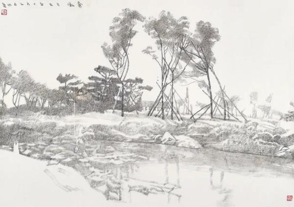 李爱国  寒潮  纸本水墨  44×62cm