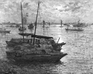 现代　颜文膳　黄浦江夜航图　上海博物馆藏