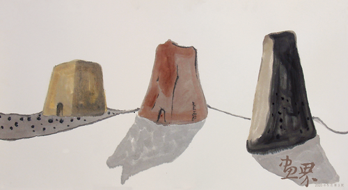 赤地残城之三个城垛 50×100cm  甄树刚 赤地残城之三个城垛 50×100cm  甄树刚