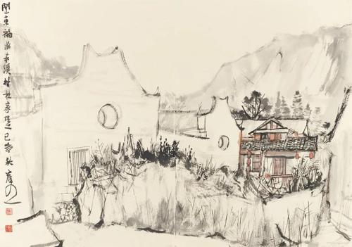 林容生 赤溪村写生(之一) 纸本水墨设色 44
