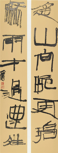 陈国斌 《遥山骤雨联》 180×32cm×2 2020年