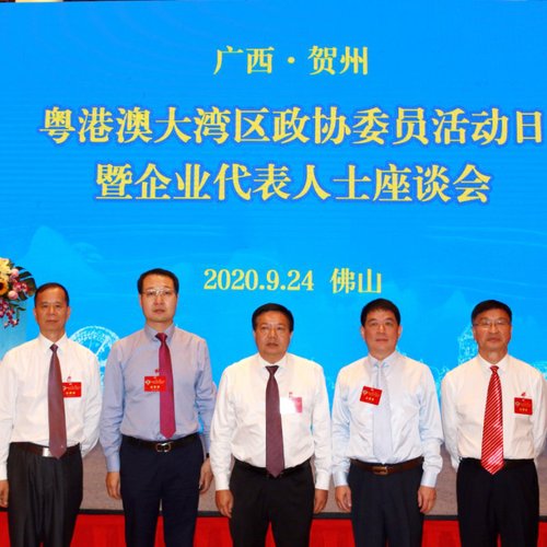 市政协主席陈远明（左三）、市政协副主席陈有辉（左一）、何贞树（右一），平桂区政协主席刘耀宁（右二）、平桂区政协常委孙俊平（左二）