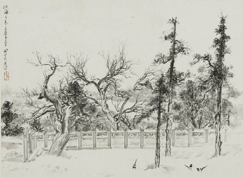 关山月《北海之冬》。来自人民网书画频道“人民美术馆”