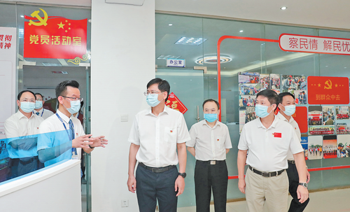 2020年7月1日，在中国共产党99岁生日当天，自治区政协主席、党组书记蓝天立到南宁市武鸣区开展主题党日活动。