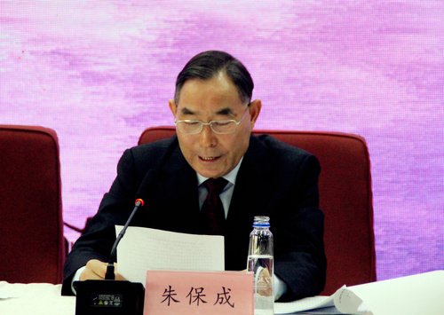 朱保成在会上做工作报告 朱保成在会上做工作报告