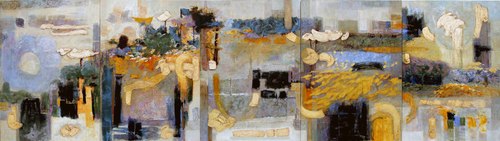 《阴山古歌》500×140 综合材料 2016