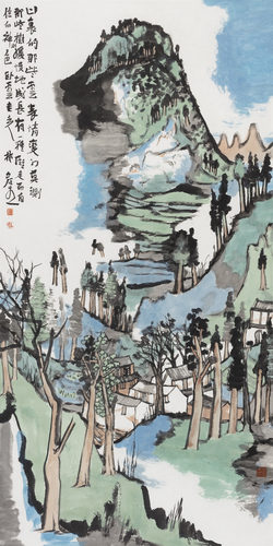 21016 山里的云  纸本水墨设色  136x68cm  2021