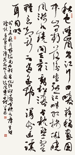 自作诗《游昌化江有感》行草中堂-138x60cm-2015年-吴东民