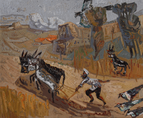 秋-耕（布面油画）100x120cm-2017年-于-来