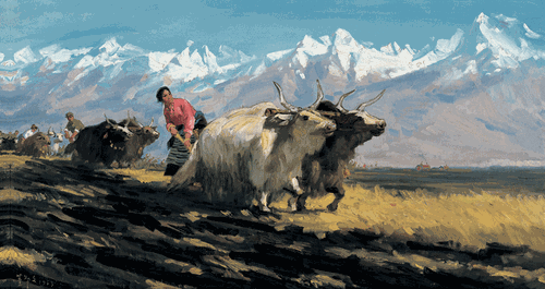 千年土地翻了身（油画）77x143cm-1963年-董希文