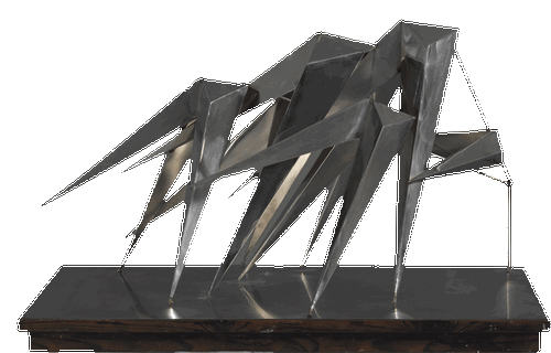 雪压银梢（雕塑）46.7x73.5x45cm-1988年-文-楼