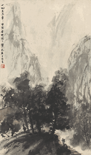 金刚坡下-60x35cm-1955年-傅抱石