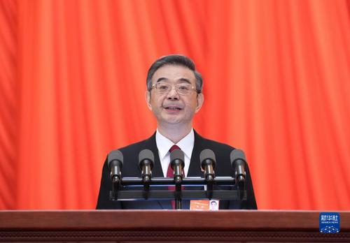 3月8日，十三届全国人大五次会议在北京人民大会堂举行第二次全体会议。最高人民法院院长周强作最高人民法院工作报告。新华社记者 申宏 摄