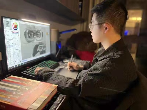 2  “90后”政协委员张天伦连夜创作平湖抗疫画作