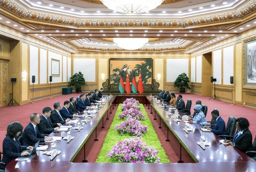 9月3日上午，国家主席习近平在北京人民大会堂会见来华出席中非合作论坛北京峰会的马拉维总统查克维拉。 新华社记者 翟健岚 摄