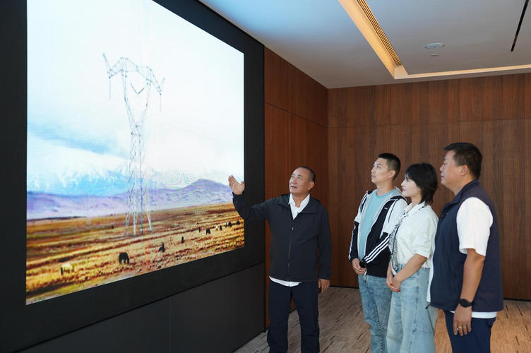 洛桑山丹(左一)向记者介绍阿里与藏中电网(8024629)-20250825073405 洛桑山丹(左一)向记者介绍阿里与藏中电网(8024629)-20250825073405