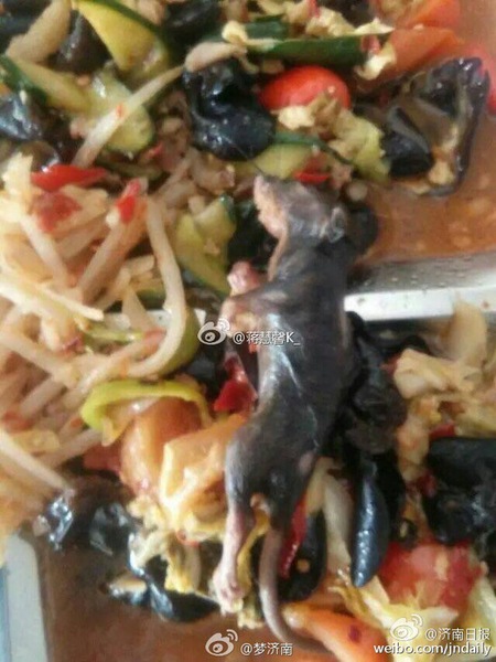 网曝山东高中食堂吃出老鼠 网友:谢谢阿姨给加肉
